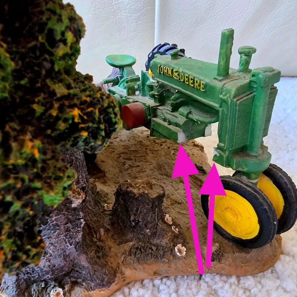 John Deere Farm Scene Mantel Clock Tractor Barn Dogs Resin Decor
